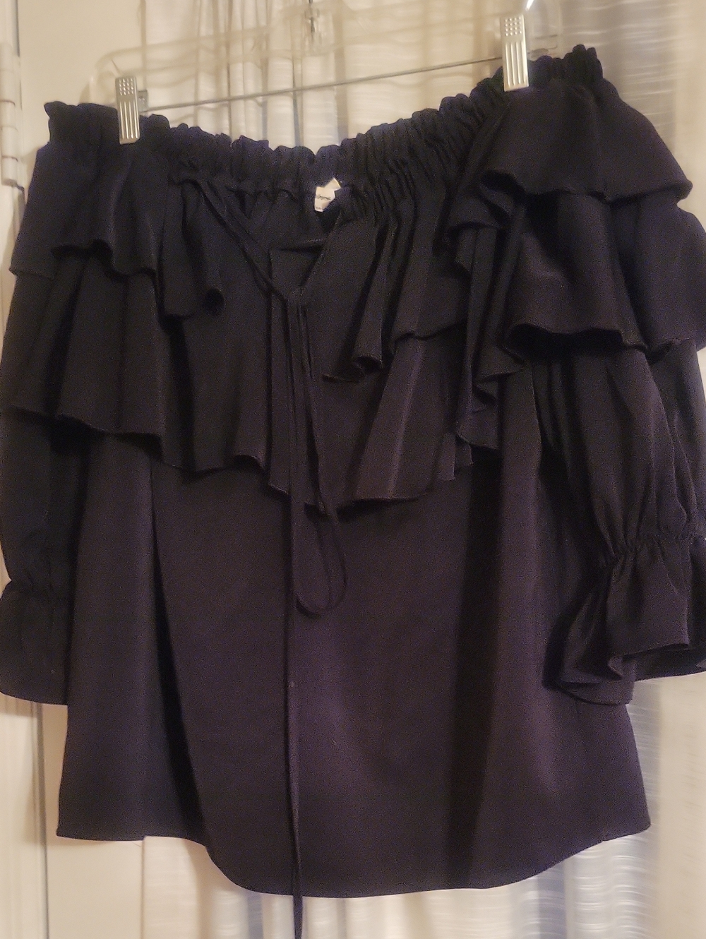 Off-Shoulder Ruffle Women's Top - Black Worn Once